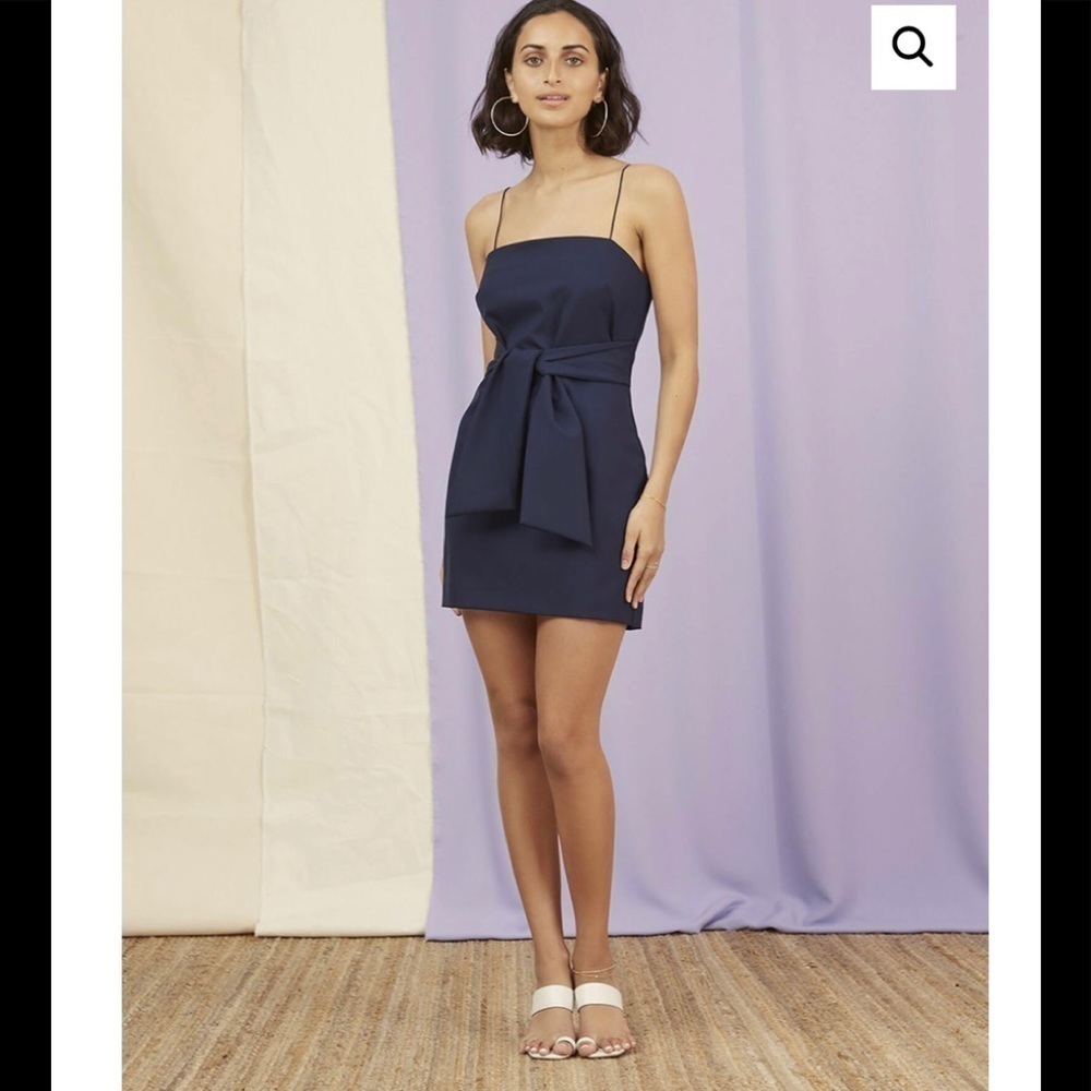 NWT Finders Keepers Essie Tie Waist Mini Dress Navy SZ S 4